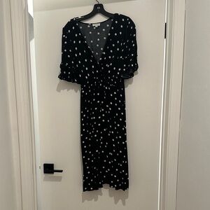 Luxology Black and White Polka Dot Midi Dress